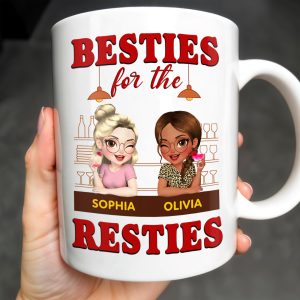 Besties For The Resties, Two Girls Enjoying Drinks - Personalized Custom Coffee Mug - BST489_MG