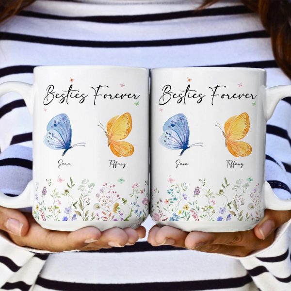 Besties Forever Butterfly Version - Personalized Mug Besties Forever Butterfly Version - Personalized Mug