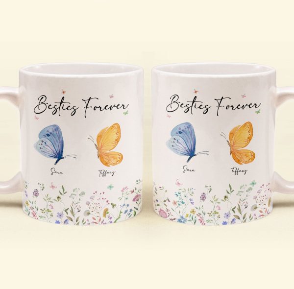 Besties Forever Butterfly Version - Personalized Mug Besties Forever Butterfly Version - Personalized Mug