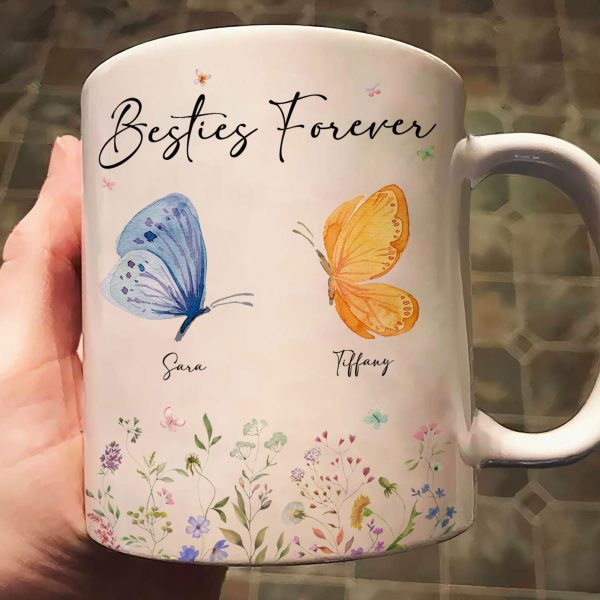 Besties Forever Butterfly Version - Personalized Mug Besties Forever Butterfly Version - Personalized Mug