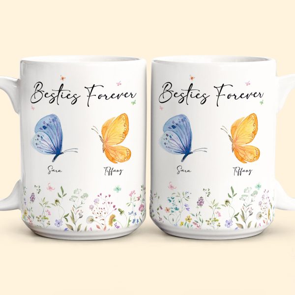 Besties Forever Butterfly Version - Personalized Mug Besties Forever Butterfly Version - Personalized Mug