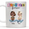 Besties Forever, Cartoon Characters - Personalized Custom Coffee Mug - BST164_MG Besties Forever, Cartoon Characters - Personalized Custom Coffee Mug - BST164_MG