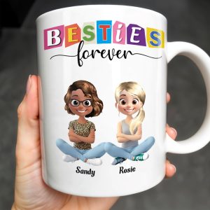 Besties Forever, Cartoon Characters - Personalized Custom Coffee Mug - BST164_MG