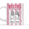 Besties Forever Ceramic Mug, Personalized Coffee Mug for Best Friend or Sister, Sweet Hug Illustration Unique Gift