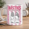 Besties Forever Ceramic Mug, Personalized Coffee Mug for Best Friend or Sister, Sweet Hug Illustration Unique Gift