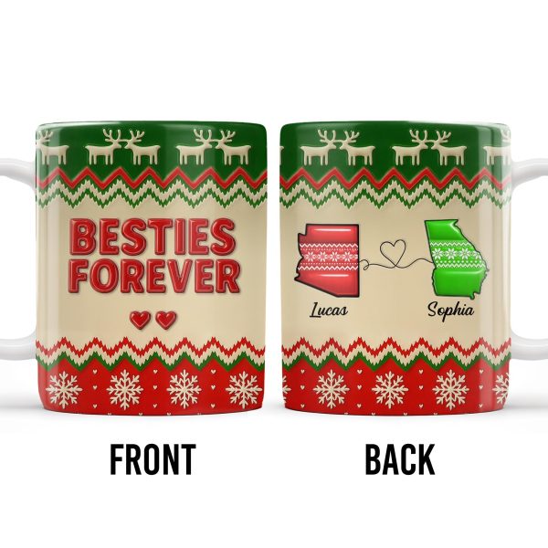 Besties Forever Christmas Sweater Design - Personalized Custom Coffee Mug - BST421_MG Besties Forever Christmas Sweater Design - Personalized Custom Coffee Mug - BST421_MG
