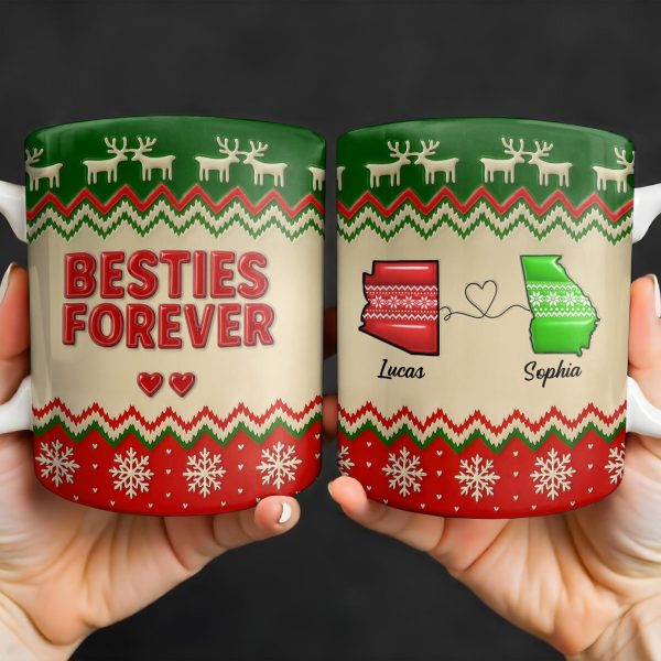 Besties Forever Christmas Sweater Design - Personalized Custom Coffee Mug - BST421_MG Besties Forever Christmas Sweater Design - Personalized Custom Coffee Mug - BST421_MG