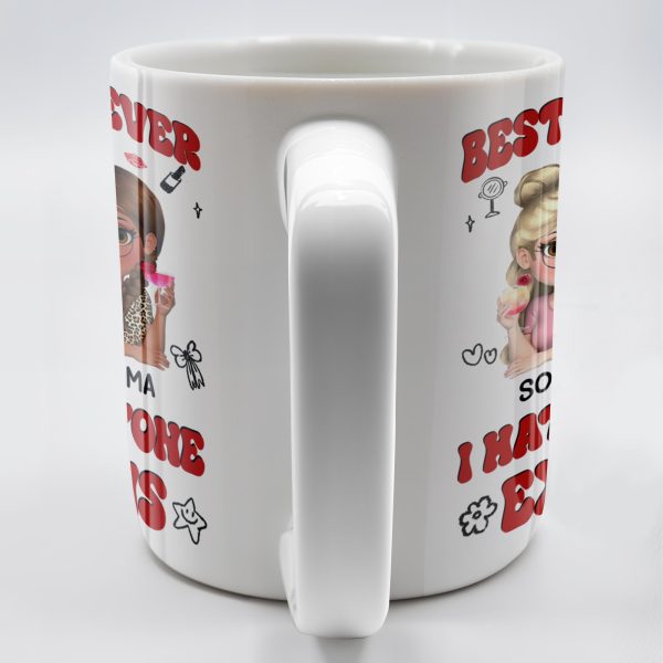 Besties Forever, I Hate Everyone Except Us, Ice Cream And Rose - Personalized Custom Coffee Mug - BST490_MG