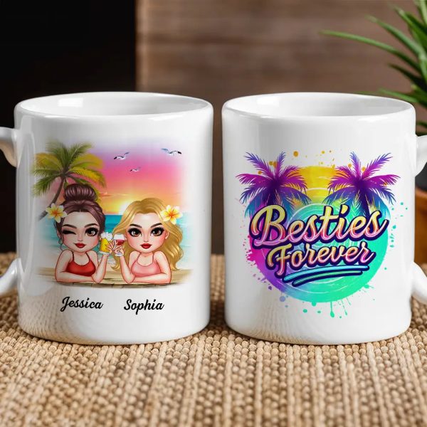 Besties Forever Personalized Tropical Mug for Best Friends