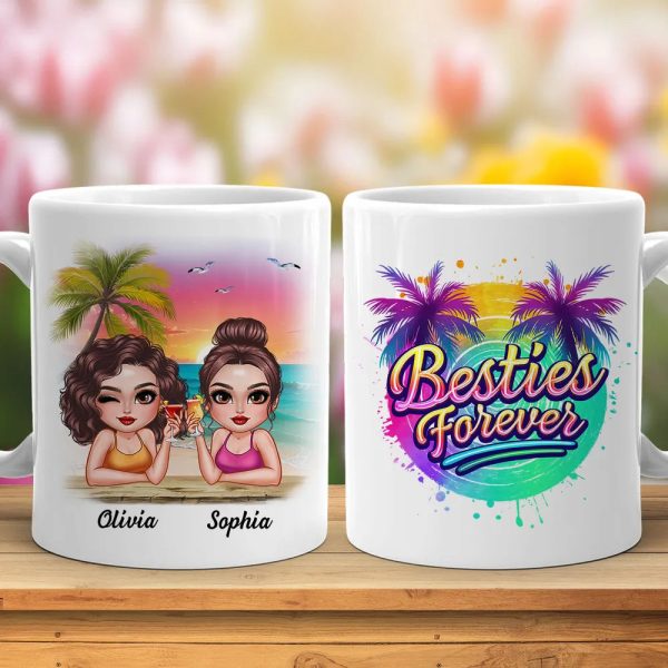 Besties Forever Personalized Tropical Mug for Best Friends