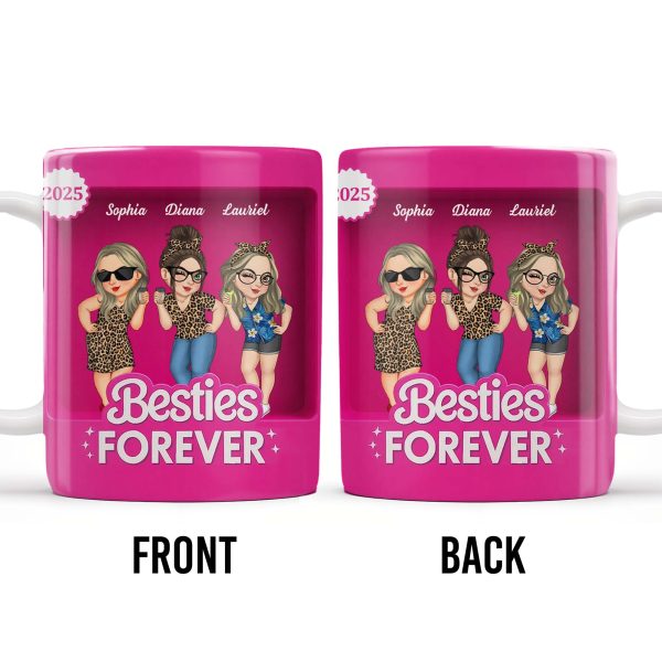 Besties Forever With Cartoon Figures And Stars - Personalized Custom Coffee Mug - BST227_MG