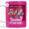 Besties Forever With Cartoon Figures And Stars - Personalized Custom Coffee Mug - BST227_MG