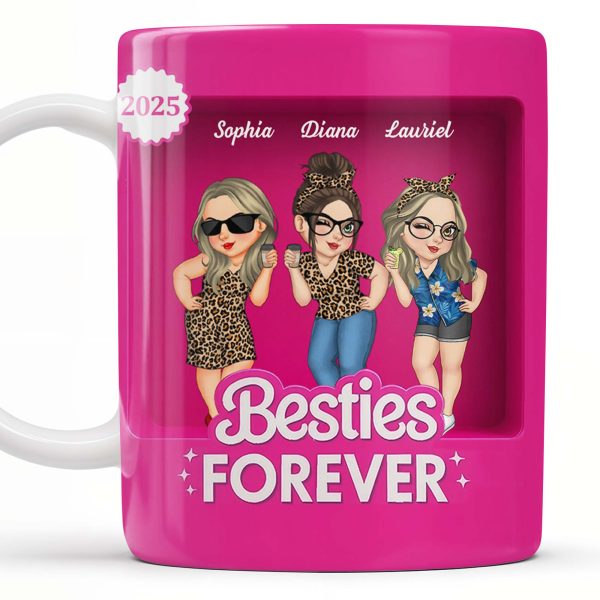 Besties Forever With Cartoon Figures And Stars - Personalized Custom Coffee Mug - BST227_MG