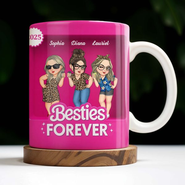 Besties Forever With Cartoon Figures And Stars - Personalized Custom Coffee Mug - BST227_MG