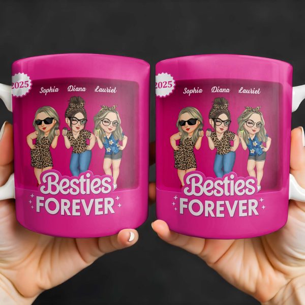 Besties Forever With Cartoon Figures And Stars - Personalized Custom Coffee Mug - BST227_MG