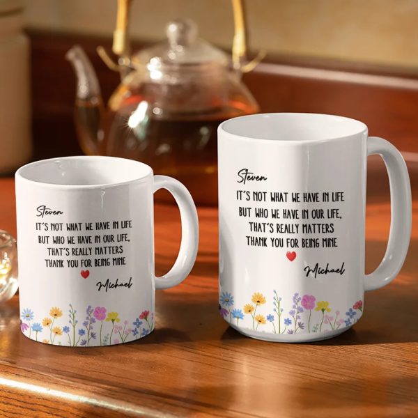 Besties Friendship Thank You For Being In Mine - Personalized White Edge-to-Edge Mug Besties Friendship Thank You For Being In Mine - Personalized White Edge-to-Edge Mug