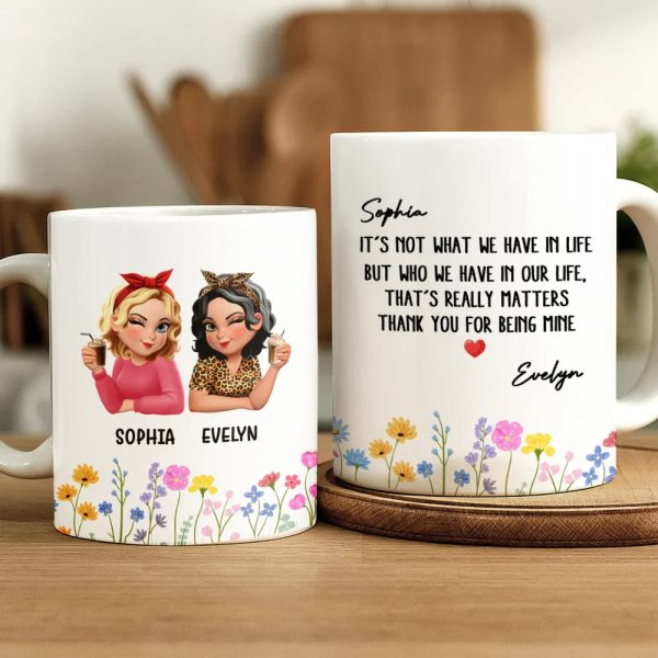 Besties Friendship Thank You For Being In Mine - Personalized White Edge-to-Edge Mug Besties Friendship Thank You For Being In Mine - Personalized White Edge-to-Edge Mug