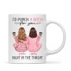 Besties In Pink Pajamas, I'd Punch A Bitch For You Personalized Mug, Funny Christmas, New Year Gift, Galentine's Day Gift For Best Friends Besties In Pink Pajamas, I'd Punch A Bitch For You Personalized Mug, Funny Christmas, New Year Gift, Galentine's Day Gift For Best Friends