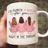 Besties In Pink Pajamas, I'd Punch A Bitch For You Personalized Mug, Funny Christmas, New Year Gift, Galentine's Day Gift For Best Friends Besties In Pink Pajamas, I'd Punch A Bitch For You Personalized Mug, Funny Christmas, New Year Gift, Galentine's Day Gift For Best Friends