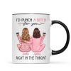 Besties In Pink Pajamas, I'd Punch A Bitch For You Personalized Mug, Funny Christmas, New Year Gift, Galentine's Day Gift For Best Friends Besties In Pink Pajamas, I'd Punch A Bitch For You Personalized Mug, Funny Christmas, New Year Gift, Galentine's Day Gift For Best Friends