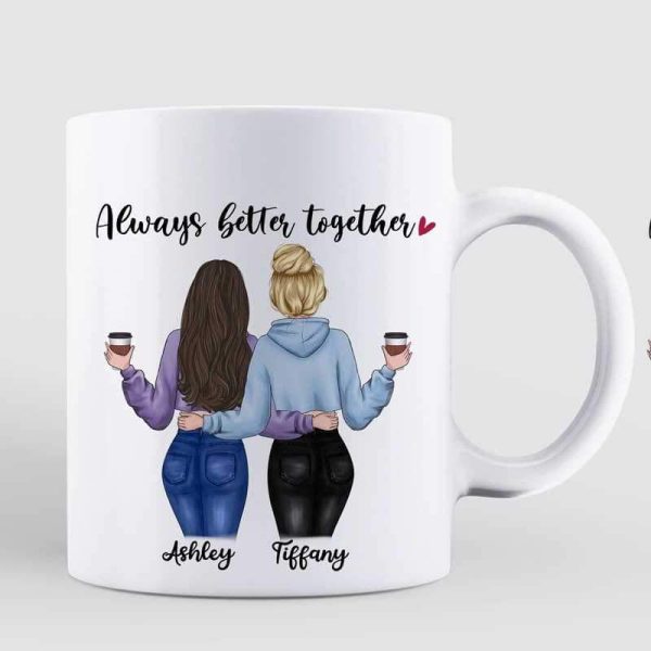 Besties Modern Girls Back View Standing Personalized Mug Besties Modern Girls Back View Standing Personalized Mug