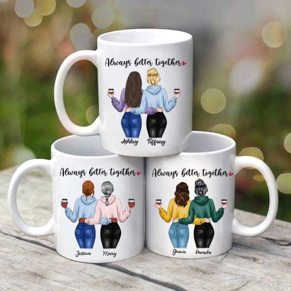 Besties Modern Girls Back View Standing Personalized Mug Besties Modern Girls Back View Standing Personalized Mug