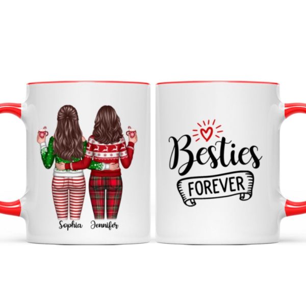 Besties Sisters Forever Christmas Besties Standing Back View Personalized Mug Besties Sisters Forever Christmas Besties Standing Back View Personalized Mug
