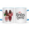 Besties Sisters Forever Christmas Besties Standing Back View Personalized Mug Besties Sisters Forever Christmas Besties Standing Back View Personalized Mug