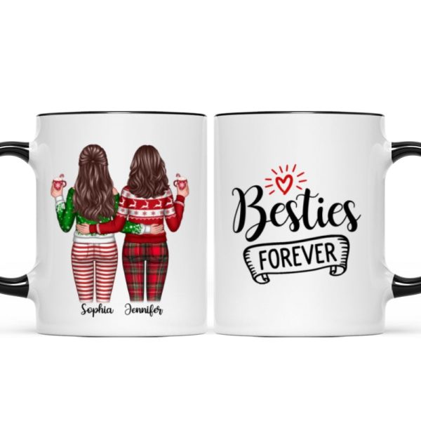Besties Sisters Forever Christmas Besties Standing Back View Personalized Mug Besties Sisters Forever Christmas Besties Standing Back View Personalized Mug
