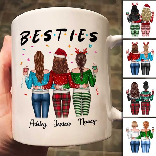 Besties Sisters Friends Back View Christmas Personalized Mug Besties Sisters Friends Back View Christmas Personalized Mug