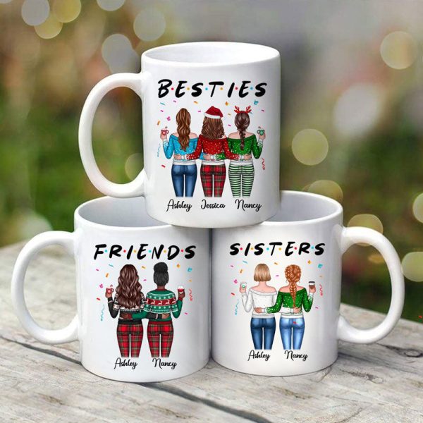 Besties Sisters Friends Back View Christmas Personalized Mug Besties Sisters Friends Back View Christmas Personalized Mug