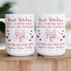 Besties White Ceramic Mug Personalized with Funny Quote, Cute Wine Glass Art, Perfect Unique Gift for Friends and Coworkers