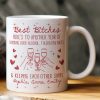 Besties White Ceramic Mug Personalized with Funny Quote, Cute Wine Glass Art, Perfect Unique Gift for Friends and Coworkers