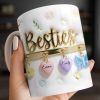 Besties with Flowers, Butterflies, and Hearts - Personalized Custom Coffee Mug - BST524_MG