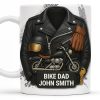 Bike Dad, Motorcycle and Leather Jacket - Personalized Custom Coffee Mug - FAM330_MG