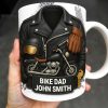Bike Dad, Motorcycle and Leather Jacket - Personalized Custom Coffee Mug - FAM330_MG