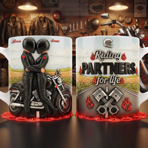 Biker Couple Coffee Mug - Personalized Gifts For Couple Coffee Mug 04NATA230126 Biker Couple Coffee Mug - Personalized Gifts For Couple Coffee Mug 04NATA230126