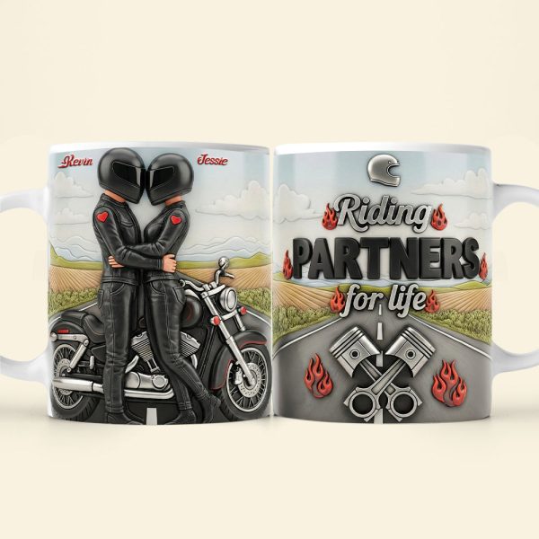 Biker Couple Coffee Mug - Personalized Gifts For Couple Coffee Mug 04NATA230126 Biker Couple Coffee Mug - Personalized Gifts For Couple Coffee Mug 04NATA230126