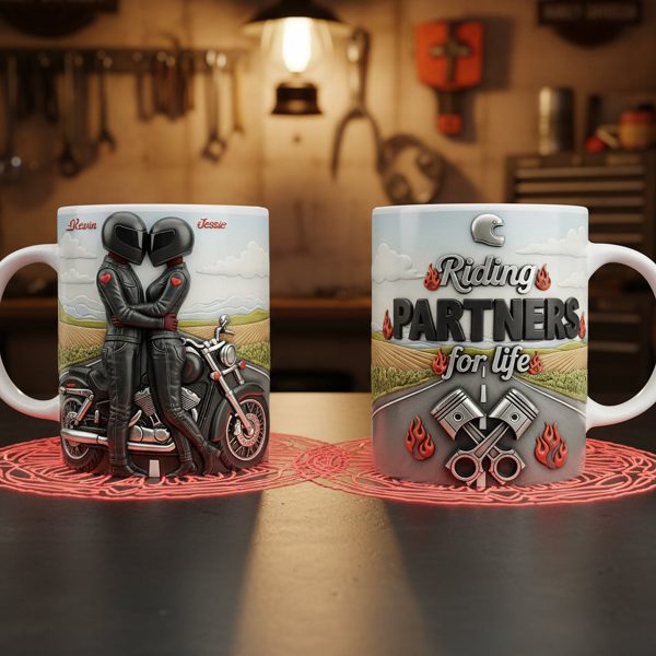 Biker Couple Coffee Mug - Personalized Gifts For Couple Coffee Mug 04NATA230126 Biker Couple Coffee Mug - Personalized Gifts For Couple Coffee Mug 04NATA230126
