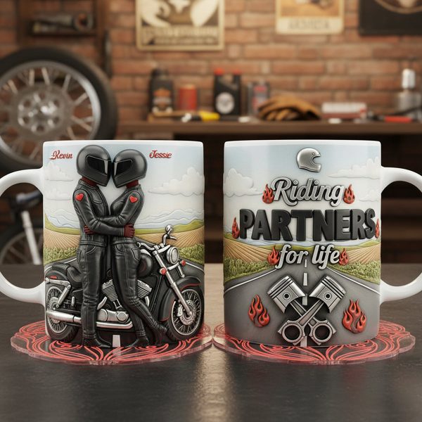 Biker Couple Coffee Mug - Personalized Gifts For Couple Coffee Mug 04NATA230126 Biker Couple Coffee Mug - Personalized Gifts For Couple Coffee Mug 04NATA230126