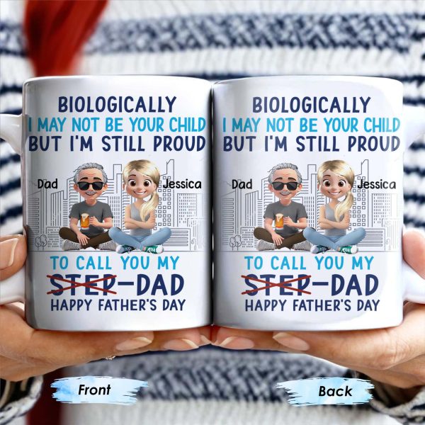 Biologically I May Not Be Your Child But I'm Still Proud To Call You My Step-Dad, Cartoon Characters and City Skyline - Personalized Custom Coffee Mug - DAD139_MG Biologically I May Not Be Your Child But I'm Still Proud To Call You My Step-Dad, Cartoon Characters and City Skyline - Personalized Custom Coffee Mug - DAD139_MG