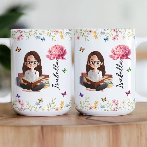 Birth Flower Book Lovers - Personalized Mug Birth Flower Book Lovers - Personalized Mug