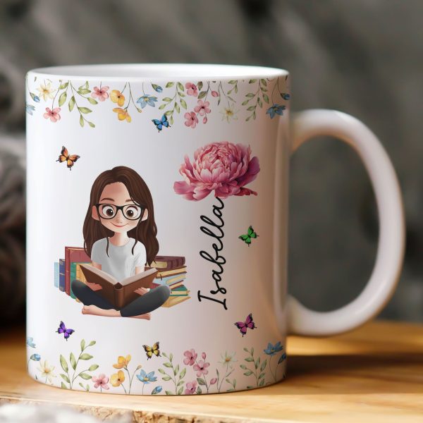 Birth Flower Book Lovers - Personalized Mug Birth Flower Book Lovers - Personalized Mug