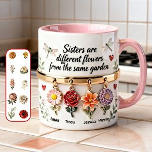Birth Flowers Coffee Accent Mug - Personalized Gifts For Sisters 02NAMG261225