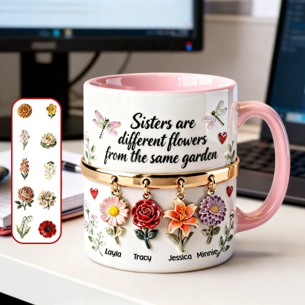 Birth Flowers Coffee Accent Mug - Personalized Gifts For Sisters 02NAMG261225
