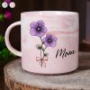 Birth Flowers Mom Grandma Nana - Personalized Marble Mug Birth Flowers Mom Grandma Nana - Personalized Marble Mug