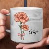 Birth Flowers Mom Grandma Nana - Personalized Marble Mug Birth Flowers Mom Grandma Nana - Personalized Marble Mug