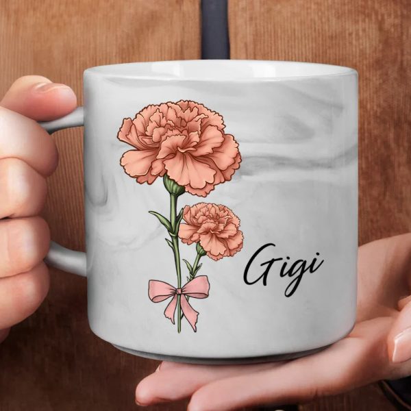 Birth Flowers Mom Grandma Nana - Personalized Marble Mug Birth Flowers Mom Grandma Nana - Personalized Marble Mug