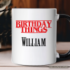 Birthday Things Retro Personalized Mug, Horror Bday Gift with Custom Name Birthday Things Retro Personalized Mug, Horror Bday Gift with Custom Name