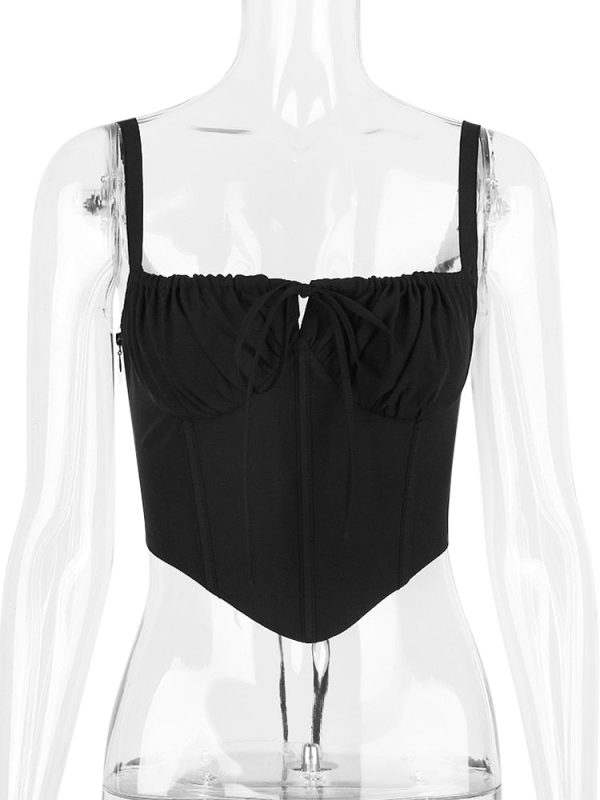 Black Back Tie-Up Corset Strap Top Black Back Tie-Up Corset Strap Top